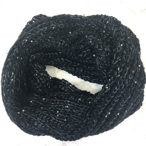 Nubby Black and Sequins Infinity Scarf